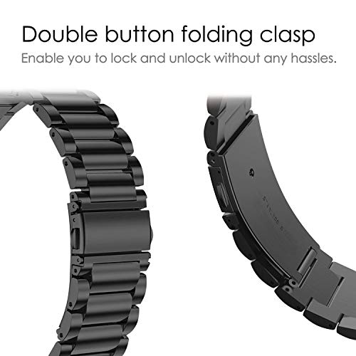 FINTIE Correa Compatible con Huawei Watch 3/3 Pro, Huawei Watch GT 2 Pro/GT 2/GT - Pulsera de Repuesto de Acero Inoxidable Banda Ajustable de Metal, Negro