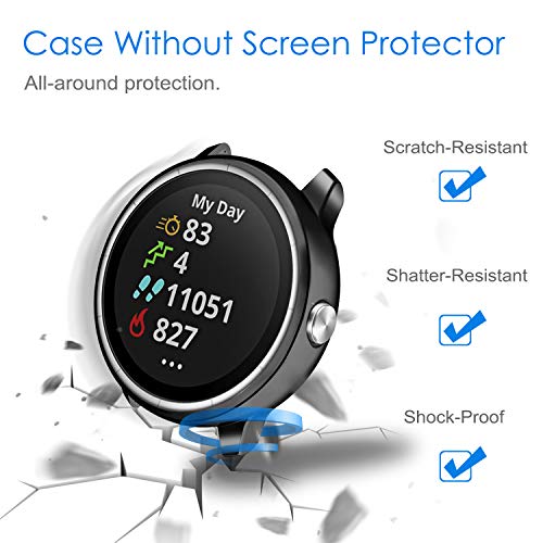 FINTIE Protector de Carcasa [3 Piezas] Compatible con Garmin Vivoactive 3 Smartwatch - 20mm Funda de TPU Blanda Cubierta Protectora A Prueba de Choques, Negro/Transparente/Oro Rosa