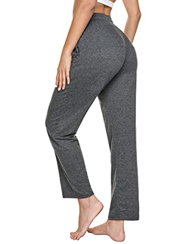 Fipput Pantalon Chandal Mujer Largos Pantalones Casual Mujer Cintura Alta Suelto Pierna Recta Pantalones Yoga Mujer con Cordón Ajustable y Botones,Gris,XXL