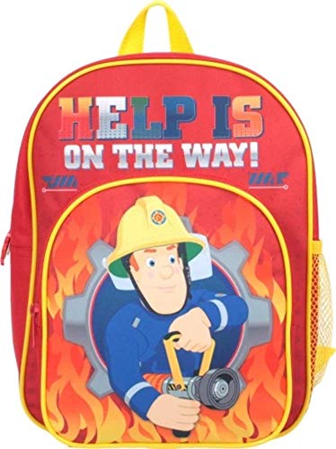 Fireman Sam Help on The Way - Mochila de bolsillo, color rojo