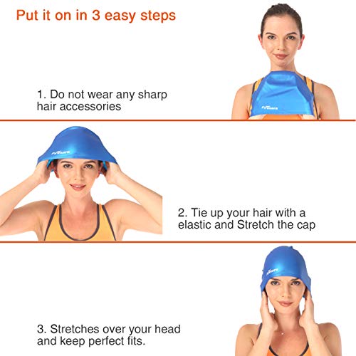 firesara Gorro de baño, Original actualizado Casquillo de natación Diseño ergonómico 3D para Mujeres Niños Adultos Hombres para Cabello Largo o Corto con Pinza de Nariz y Tapones para los oídos