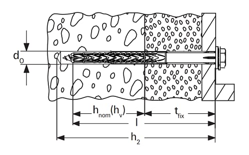 fischer - Taco con tornillo largo premontado SXRL 8x60 FUS (caja 50 uds), taco con tornillo de cabeza hexagonal SW10 / Torx30 de montaje a través con certificado ETA para ladrillo y hormigón