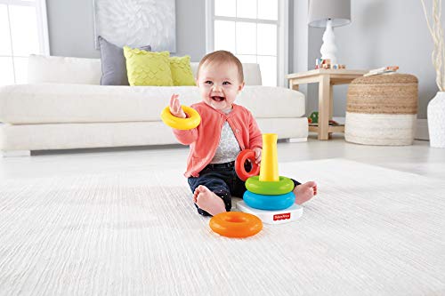 Fisher-Price Pirámide balanceante, juguete clásico de apilar aros para niños + 6 meses (Mattel GKD51)