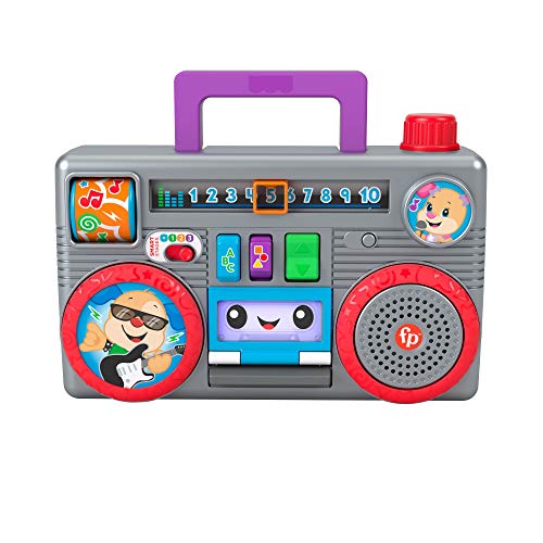 Fisher-Price Ríe y Aprende Radiocasete de juguete con sonidos, regalo para bebés +6 meses (Mattel GYB98)