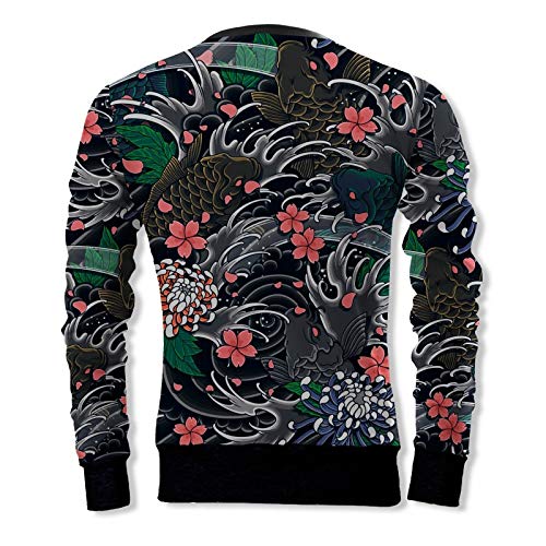 FISHIKII | Sudadera Japanese Dragon - Poliéster 100% - Todas Las Temporadas Temporada 2020 - Hombre | Negro | M