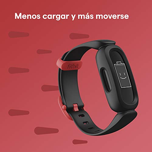 Fitbit Ace 3 pulsera de actividad para niños de +6 años con divertidos formatos de reloj animados, Resistente al agua hasta 50 m y hasta 8 días de batería, Negro/Rojo deportivo