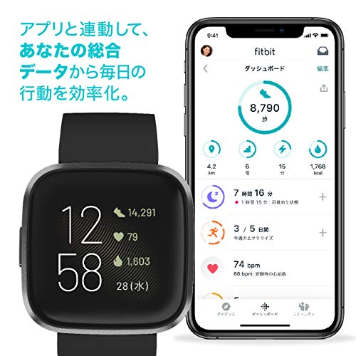Fitbit Versa 2 - Smartwatch de salud y forma física, Verde y Rosa, con Alexa integrada