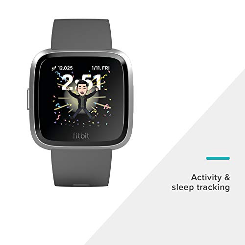 Fitbit Versa Lite Smartwatch, carbón/Aluminio Plateado, Talla única (Bandas S y L Incluidas)