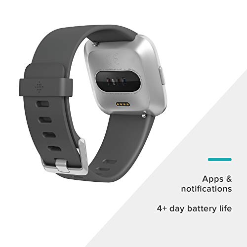 Fitbit Versa Lite Smartwatch, carbón/Aluminio Plateado, Talla única (Bandas S y L Incluidas)