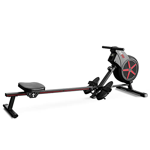 FITFIU Fitness RA-100 - Máquina de Remo plegable, resistencia por aire, asiento acolchado, Máquina de remar para entrenamiento cardio y cross training en casa, peso máx. usuario 110kg