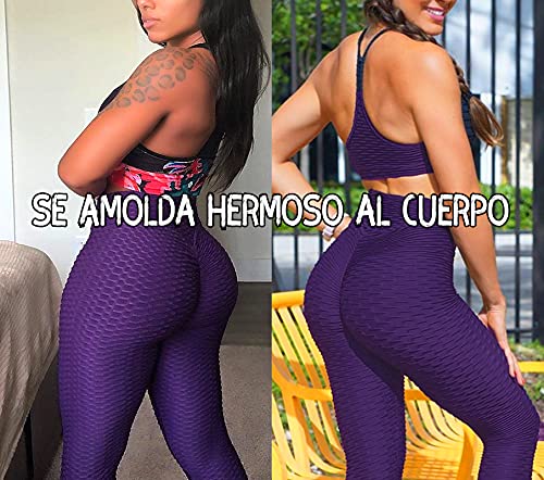 FITTOO Leggings Push Up Mujer Mallas Pantalones Deportivos Alta Cintura Elásticos Yoga Fitness Morado L