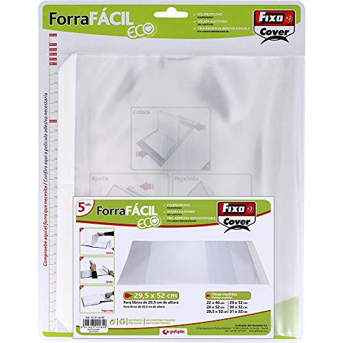 Fixo Cover 01014400－Pack de 5 Forra Fácil Eco con solapa ajustable de 295 x 520 mm