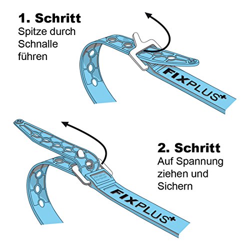 Fixplus Gear Tightener Set 46cm - Fijación de carga en la bicicleta para piezas grandes - 2x soportes de aluminio incl. tornillos + 2x correas de tensión de 46cm naranja y 2x Strapkeepers negro