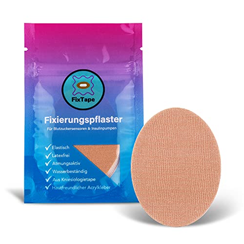 FixTape cinta transpirable para sensor Freestyle Libre 1 & 2 I Parche autoadhesivo cómodo para sensor de glucosa I Amigable con la piel e impermeable en diseños modernos I 7 piezas (Beige)