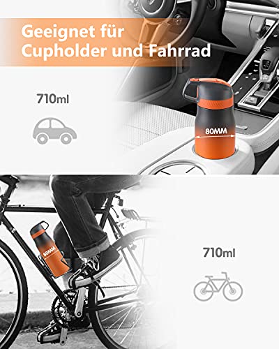 FJbottle Botella de Agua Acero Inoxidable 550ML/710ML, Botella Termica Reutilizable con Pajita, sin BPA, a prueba de fugas, para Bicicleta, Ciclismo, Gimnasio