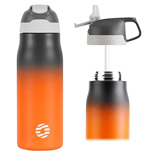 FJbottle Botella de Agua Acero Inoxidable 550ML/710ML, Botella Termica Reutilizable con Pajita, sin BPA, a prueba de fugas, para Bicicleta, Ciclismo, Gimnasio