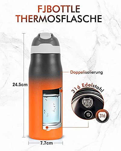 FJbottle Botella de Agua Acero Inoxidable 550ML/710ML, Botella Termica Reutilizable con Pajita, sin BPA, a prueba de fugas, para Bicicleta, Ciclismo, Gimnasio