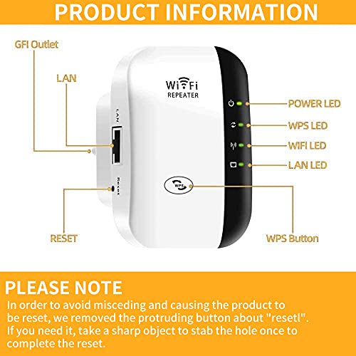 FKH Repetidor WiFi, 300Mbps Amplificador WiFi,Amplificador Señal WiFi de 300 Mbps,Amplificador de Señal Admite Redes WLAN de 2,4 GHz,Fácil de Configurar, Compatible con Enrutador y Fibra