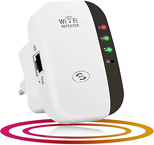 FKH Repetidor WiFi, 300Mbps Amplificador WiFi,Amplificador Señal WiFi de 300 Mbps,Amplificador de Señal Admite Redes WLAN de 2,4 GHz,Fácil de Configurar, Compatible con Enrutador y Fibra