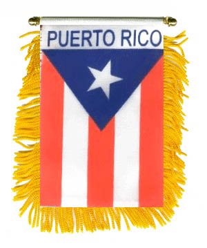 Flag Mini Bandera de poliéster con Espejo para Ventana de Puerto Rico con Texto en inglés State Country 4" x 6"