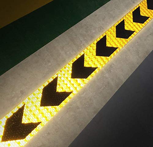 Flecha Cinta de Seguridad Advertencia Reflectante Etiqueta Adhesiva Marca Reflectante Barricada Precauciones película construcción de Carreteras Etiqueta engomada del Coche 5cm x45m Blanco Verde