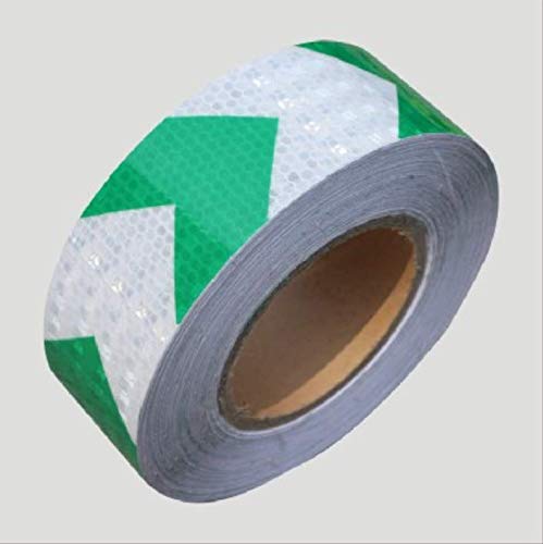 Flecha Cinta de Seguridad Advertencia Reflectante Etiqueta Adhesiva Marca Reflectante Barricada Precauciones película construcción de Carreteras Etiqueta engomada del Coche 5cm x45m Blanco Verde