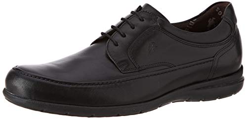 Fluchos | Zapato de Hombre | Luca 8498 Ave Negro | Zapato de Piel | Cierre con Cordones | Piso de Goma