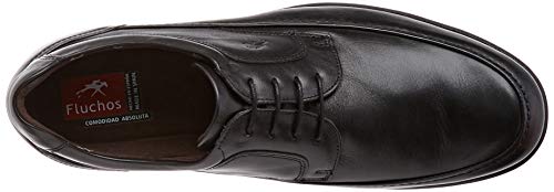 Fluchos | Zapato de Hombre | Luca 8498 Ave Negro | Zapato de Piel | Cierre con Cordones | Piso de Goma