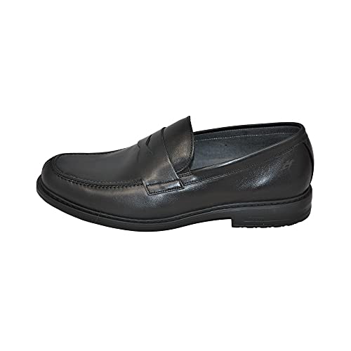 Fluchos | Zapato de Hombre | Simon 8721 Natural Negro Zapato de Vestir | Zapato de Piel de Vacuno Natural Encerada y cepillada de Primera Calidad | Cierre con Cordones | Piso EVA