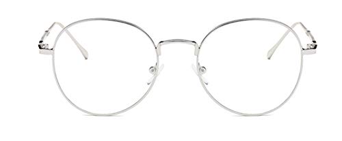 Flydo Gafas Metal Redondas Estilo Retro de los Años Sesenta Hombre y Mujer con Montura de Metal-acero Fino Retro Vintage Lente Transparente Visión Clara