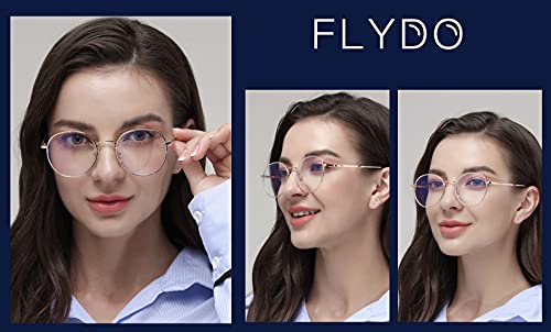 Flydo Gafas Metal Redondas Estilo Retro de los Años Sesenta Hombre y Mujer con Montura de Metal-acero Fino Retro Vintage Lente Transparente Visión Clara