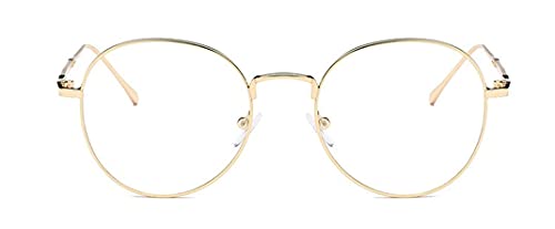 Flydo Gafas Metal Redondas Estilo Retro de los Años Sesenta Hombre y Mujer con Montura de Metal-acero Fino Retro Vintage Lente Transparente Visión Clara