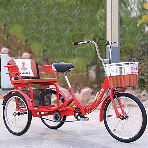 FMOGG Triciclo De Tres Ruedas para Adultos Triciclo Plegable De 20 Pulgadas con Cesta para Adultos Triciclo De Crucero De Carga Triciclo De Montaña para Adultos Bicicleta De Crucero De Tres Ruedas