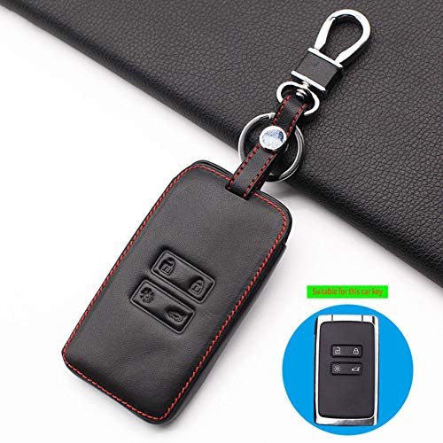 FMXKSW Funda de Cuero con Funda para Llavero para Renault Talisman captur Espace Clio Megane koleos Scenic 4 2016-2019 Tarjeta remota sin Llave, Negro