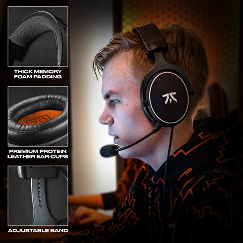 Fnatic React - Auriculares Gaming para Videojuegos, Sonido estéreo preciso, Micrófono Desmontable, Controladores de 53 mm, Marco Metálico, Conector de 3.5 mm [PC, PS4, PS5, Xbox One, Xbox Series X]