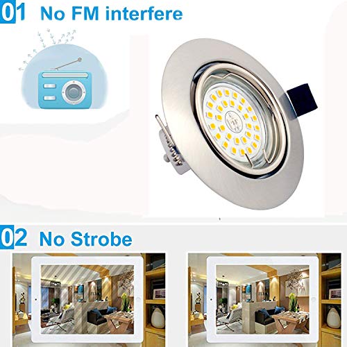 Foco Empotrable LED Techo, Pack de 6 GU10 7W Marco redondo Blanco Cálido 3000K, 600 Lumens, IP44, Foco LED empotrable para salón o dormitorio cocina