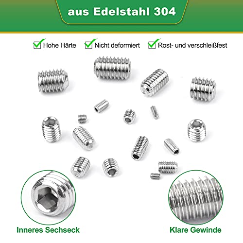 Foliv Juego de 540 tornillos prisioneros, tornillos prisioneros, M2, M3, M4, M5, M6, M8, tornillos de acero inoxidable con llave inglesa en caja de almacenamiento