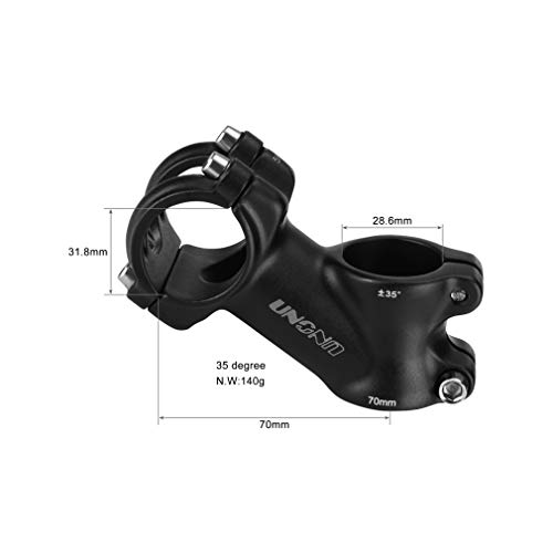 FOMTOR Vástago de bicicleta 31.8mm 35 grados 70mm Bicicletas Manillar Stem Riser Adecuado para BMX MTB Road Bike Mountain Bike (31.8 x 70mm)