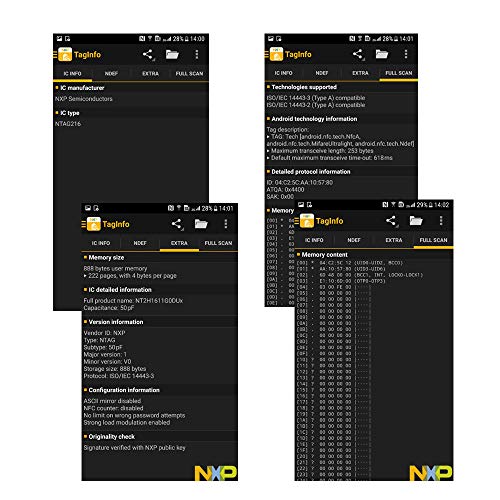 fongwah NTAG 216 pegatinas 20 x con 924 Bytes de memoria, contraseña verificación protectionpcs,