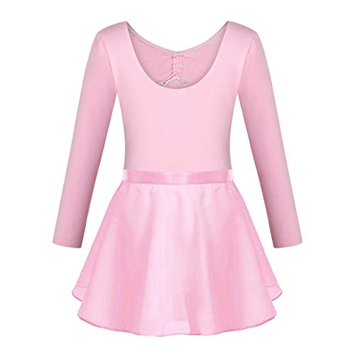 FONLAM Vestido Maillot de Ballet para Niña Conjunto de Dos Piezas Maillot + Falda Danza Gimnasia Ballet Niña (13-14 Años, Rosa)