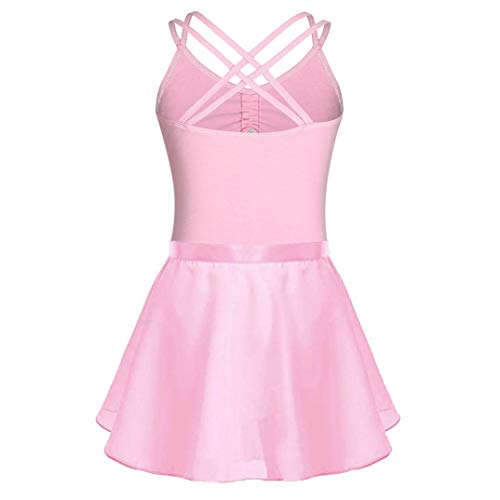 FONLAM Vestido Maillot de Ballet para Niña Conjunto de Dos Piezas Maillot + Falda Danza Gimnasia Ballet Niña (Rosa, 5-6 años)