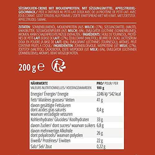 foodspring Crema Proteica Strudel de Manzana, 6 x 200g, Sabor Edición Limitada, 85% Menos de Azúcar,* 6x Más Proteína,* Sin Aceite de Palma