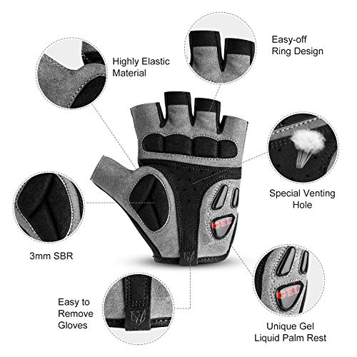 FORIZEN Guantes de Ciclismo de Bicicleta, Gel de Medio Dedo Guantes de MTB Transpirables, Antideslizante Unisex Guantes de Ciclismo (M: Ancho de la Palma 7.5-8 cm)