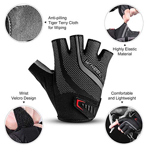 FORIZEN Guantes de Ciclismo de Bicicleta, Gel de Medio Dedo Guantes de MTB Transpirables, Antideslizante Unisex Guantes de Ciclismo (M: Ancho de la Palma 7.5-8 cm)