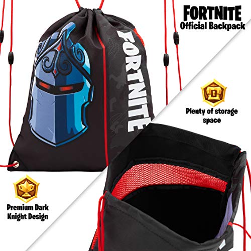 Fortnite Bolsas con cordón para niños, gimnasio con diseño de camuflaje verde y caballero (Negro)…