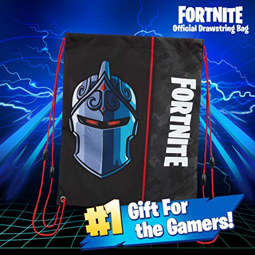 Fortnite Bolsas con cordón para niños, gimnasio con diseño de camuflaje verde y caballero (Negro)…