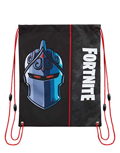 Fortnite Bolsas con cordón para niños, gimnasio con diseño de camuflaje verde y caballero (Negro)…