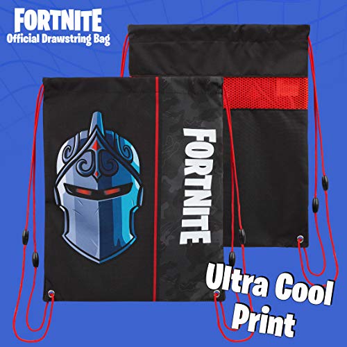 Fortnite Bolsas con cordón para niños, gimnasio con diseño de camuflaje verde y caballero (Negro)…