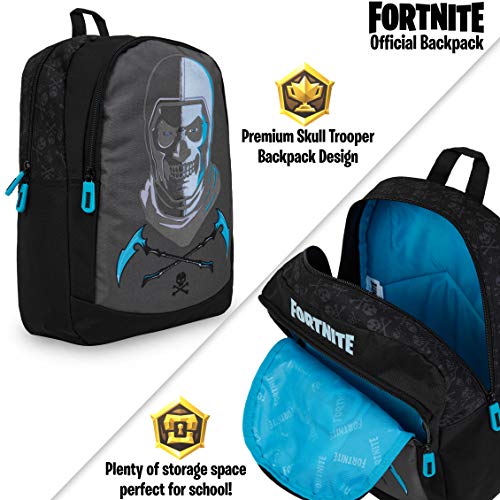 Fortnite Mochilas Escolares Juveniles, Mochila Escolar Estampado Fortnite Skull Trooper Para Niños, Mochila Negra Para Colegio