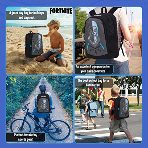 Fortnite Mochilas Escolares Juveniles, Mochila Escolar Estampado Fortnite Skull Trooper Para Niños, Mochila Negra Para Colegio